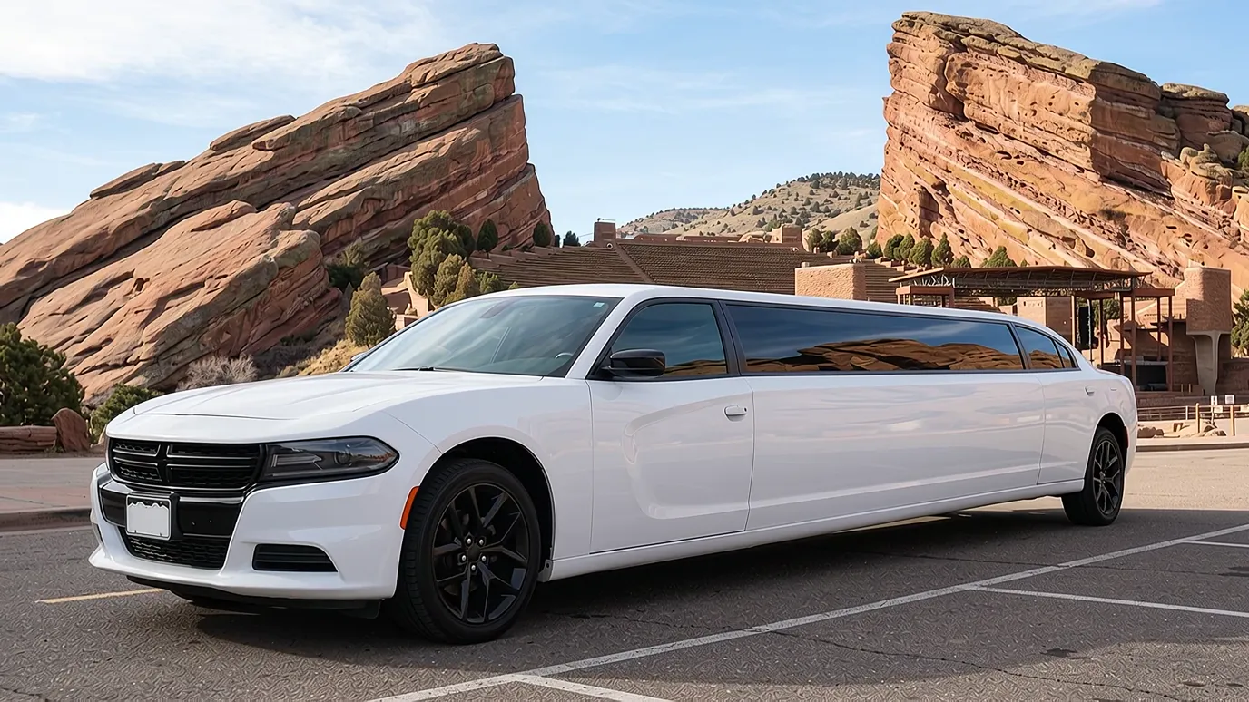 Golden Dodge Charger 12 passenger stretch limo