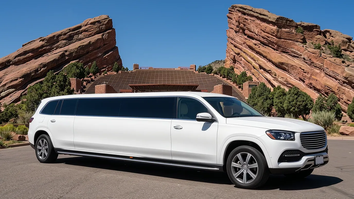 Golden white Mercedes GLS 18 passenger stretch limo