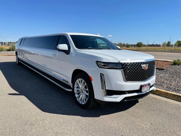 White Escalade stretch limo – Golden limo service